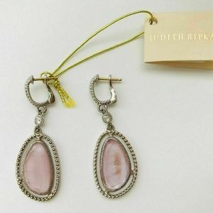 JUDITH RIPKA Silver Rose De France Pink MOP Topaz 18K Post Drop Earrings